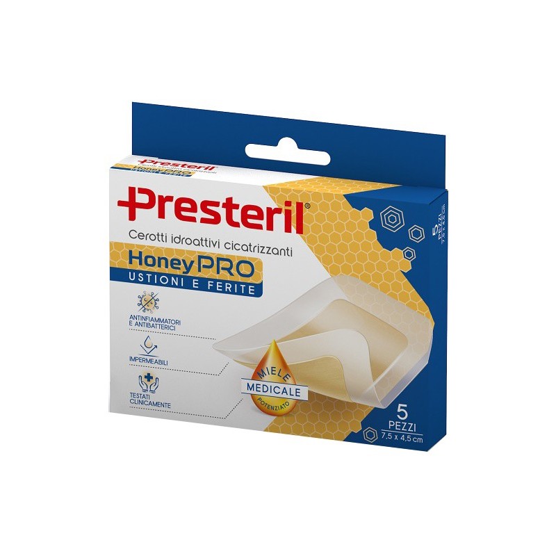 CEROTTO IDROATTIVO CICATRIZZANTE PRESTERIL HONEYPRO 5X7 CM 5 PEZZI