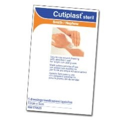 MEDICAZIONE CUTIPLAST STERIL ADESIVA SUPPORTO IN TNT ADESIVO POLIACRILATO IPOLLERGENICO TAMPONE NON ADERENTE 10X8CM 5 PEZZI