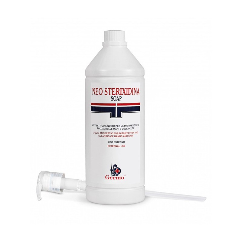 NEO STERIXIDINA SOAP ANTISETTICO LIQUIDO DISINFEZIONE MANI E CUTE 1 LITRO NEO STERIXIDINA SOAP ANTISETTICO LIQUIDO DISINFEZIONE MANI E CUTE 1 LITRO