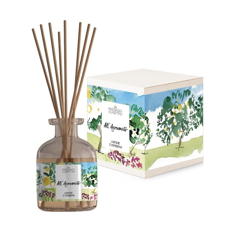 PAESAGGI OLFATTIVI ALL'AGRUMETO LIMONE E VERBENA DIFFUSORE D'AMBIENTE CON BASTONCINI 120 ML PAESAGGI OLFATTIVI ALL'AGRUMETO LIMONE E VERBENA DIFFUSORE D'AMBIENTE CON BASTONCINI 120 ML