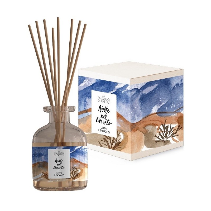 PAESAGGI OLFATTIVI NOTTE NEL DESERTO LEGNI E TABACCO DIFFUSORE AMBIENTE CON BASTONCINI 120 ML PAESAGGI OLFATTIVI NOTTE NEL DESERTO LEGNI E TABACCO DIFFUSORE AMBIENTE CON BASTONCINI 120 ML