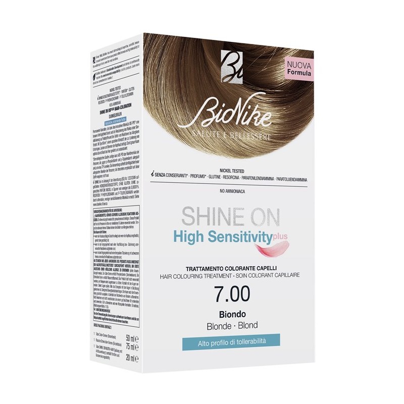 SHINE ON HIGH SENSITIVITY PLUS BIONDO 7,00 RIVELATORE IN CREMA 75 ML + CREMA COLORANTE 50 ML