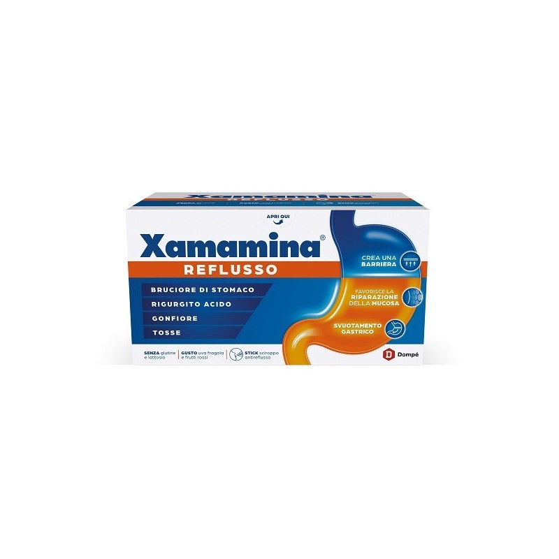 XAMAMINA REFLUSSO 25 STICK DA 20 ML GUSTO UVA FRAGOLA E FRUTTI ROSSI SENZA GLUTINE SENZA LATTOSIO