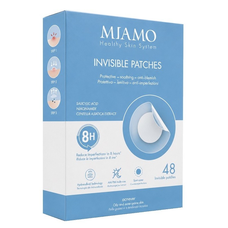 MIAMO HEALTHY SKIN SYSTEM ACNEVER INVISIBLE PATCHES 2 FORMATI 12MM E 10MM 48 PEZZI