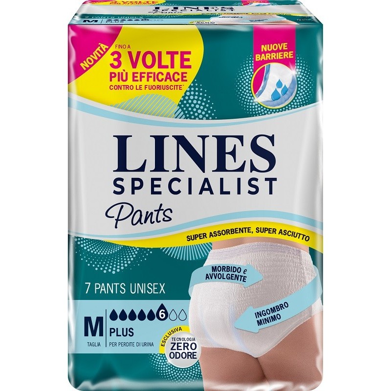 PANNOLONE PER INCONTINENZA LINES SPECIALIST PANTS PLUS UNISEX M 7 PEZZI