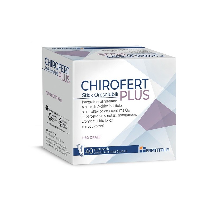 CHIROFERT PLUS 40 STICK PACK DA 2,3 G GRANULATO OROSOLUBILE CON EDULCORANTI SENZA GLUTINE NATURALMENTE PRIVO DI LATTOSIO CHIROFERT PLUS 40 STICK PACK DA 2,3 G GRANULATO OROSOLUBILE CON EDULCORANTI SENZA GLUTINE NATURALMENTE PRIVO DI LATTOSIO