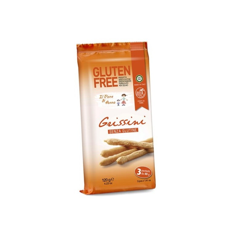 PANE ANNA GRISSINI SENZA GLUTINE E SENZA LATTE 3 PEZZI 40 G PANE ANNA GRISSINI SENZA GLUTINE E SENZA LATTE 3 PEZZI 40 G