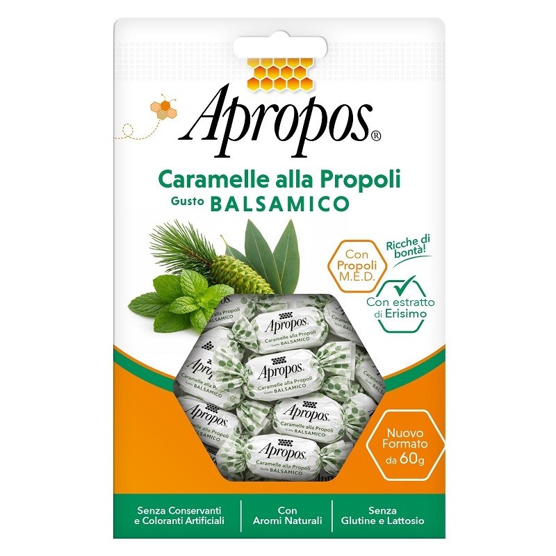 APROPOS CARAMELLE PROPOLI BALSAMICHE 60 G APROPOS CARAMELLE PROPOLI BALSAMICHE 60 G