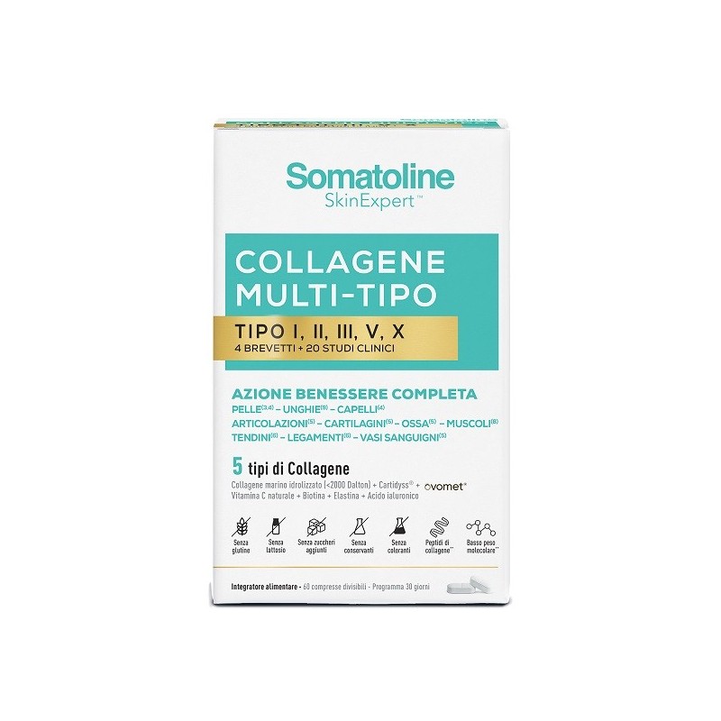 SOMATOLINE COLLAGENE MULTI TIPO 60 COMPRESSE SENZA GLUTINE SENZA LATTOSIO SENZA ZUCCHERI AGGIUNTI