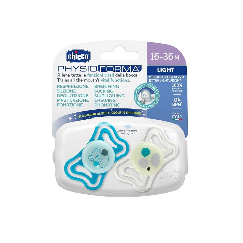 CHICCO SUCCHIETTO LIGHT LUMI SILICONE 16-36M 2 PEZZI