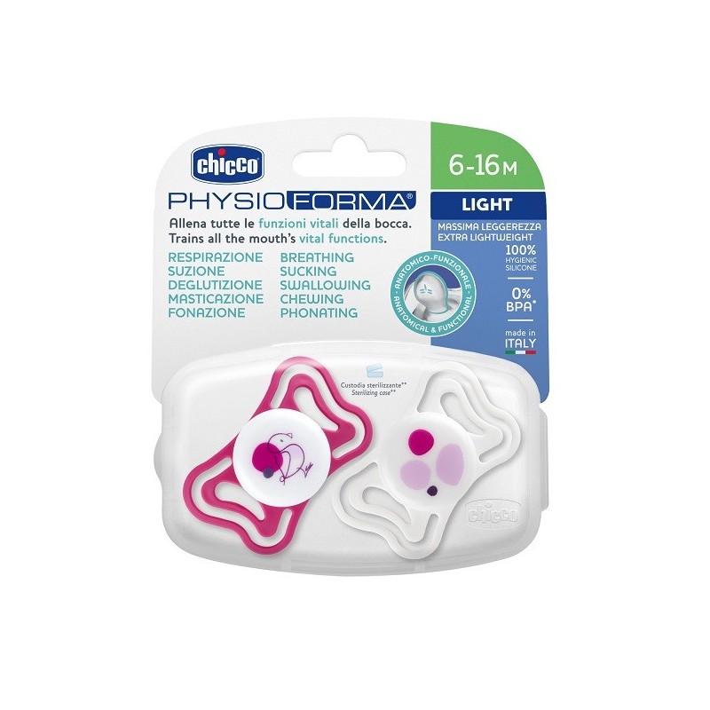 CHICCO SUCCHIETTO LIGHT ROSA SILICONE 6-16M 2 PEZZI
