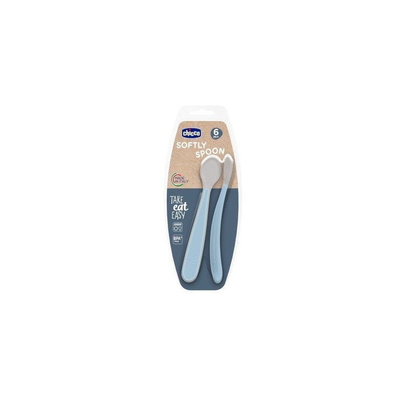 CHICCO CUCCHIAIO IN SILICONE DOPPIO AZZURRO 6M+