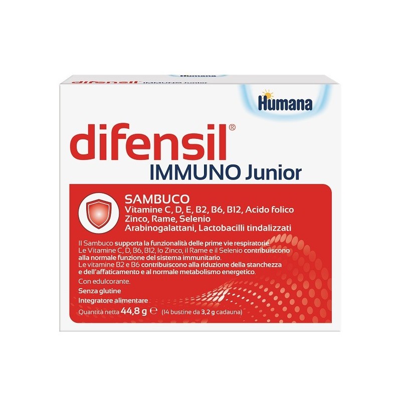 DIFENSIL IMMUNO JUNIOR 14 BUSTINE DA 3,2 G CON EDULCORANTE SENZA GLUTINE DIFENSIL IMMUNO JUNIOR 14 BUSTINE DA 3,2 G CON EDULCORANTE SENZA GLUTINE