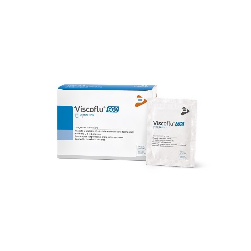 VISCOFLU 600 12 BUSTINE DA 3 G CON FRUTTOSIO ED EDULCORANTE SENZA GLUTINE SENZA LATTOSIO