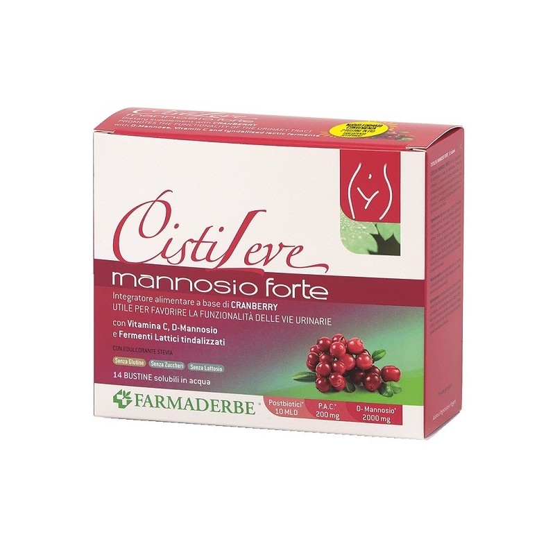 CISTILEVE MANNOSIO FORTE 14 BUSTINE DA 3 G AROMA NATURALE FRUTTI ROSSI CON EDULCORANTE STEVIA SENZA ZUCCHERI SENZA GLUTINE SENZA