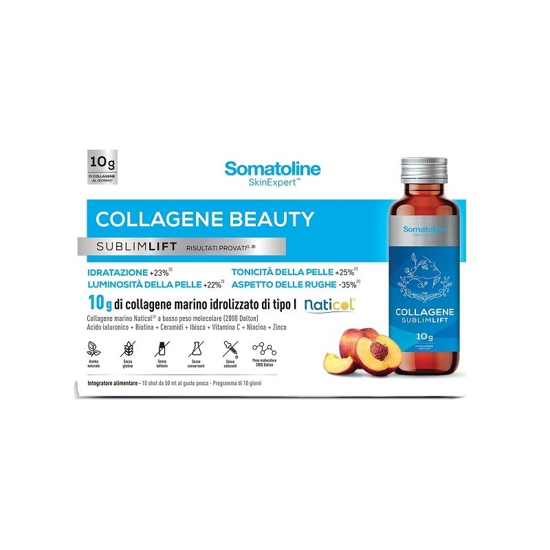 SOMATOLINE COLLAGENE BEAUTY SUBLIMLIFT 10 SHOT 50 ML GUSTO PESCA SENZA GLUTINE SENZA LATTOSIO CON EDULCORANTI SOMATOLINE COLLAGENE BEAUTY SUBLIMLIFT 10 SHOT 50 ML GUSTO PESCA SENZA GLUTINE SENZA LATTOSIO CON EDULCORANTI
