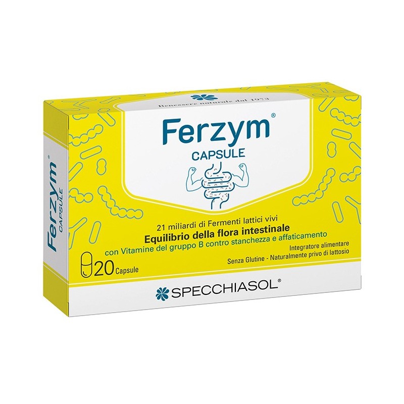 FERZYM CAPSULE 20 CAPSULE SENZA GLUTINE NATURALMENTE PRIVO DI LATTOSIO FERZYM CAPSULE 20 CAPSULE SENZA GLUTINE NATURALMENTE PRIVO DI LATTOSIO