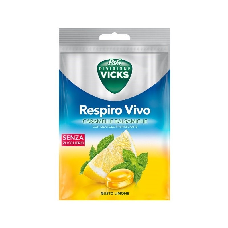 VICKS RESPIRO VIVO CARAMELLE BALSAMICHE LIMONE 72 G CON EDULCORANTI VICKS RESPIRO VIVO CARAMELLE BALSAMICHE LIMONE 72 G CON EDULCORANTI