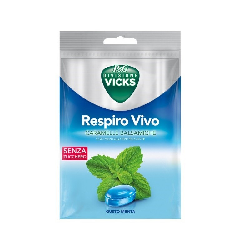 VICKS RESPIRO VIVO CARAMELLE BALSAMICHE MENTA 72 G CON EDULCORANTI VICKS RESPIRO VIVO CARAMELLE BALSAMICHE MENTA 72 G CON EDULCORANTI