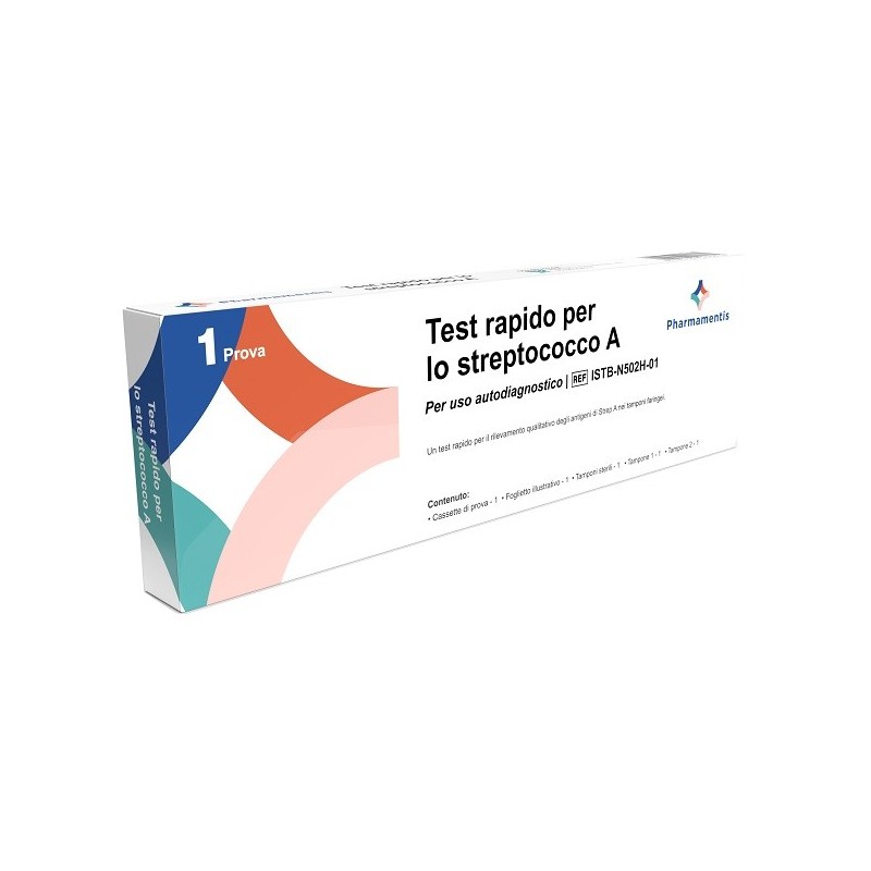TEST ANTIGENICO RAPIDO PHARMAMENTIS STREP A AUTODIAGNOSTICO RILEVAZIONE QUALITATIVA ANTIGENE STREPTOCOCCO A IN TAMPONI FARINGEI 