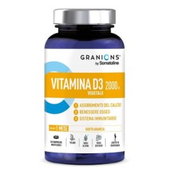 GRANIONS BY SOMATOLINE VITAMINA D3 VEGETALE 2000 UI 30 COMPRESSE MASTICABILI GUSTO ARANCIA SENZA GLUTINE CON EDULCORANTE