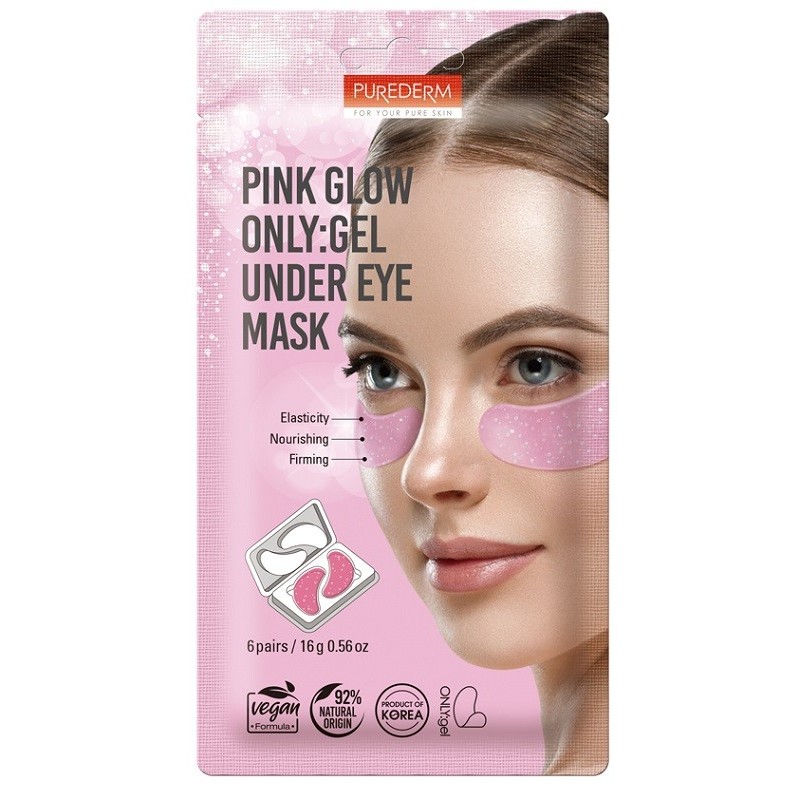 PUREDERM FOR YOUR PURE SKIN ROSA MASCHERA CONTORNO OCCHI IN HYDROGEL CON GLITTER 6 PAIA