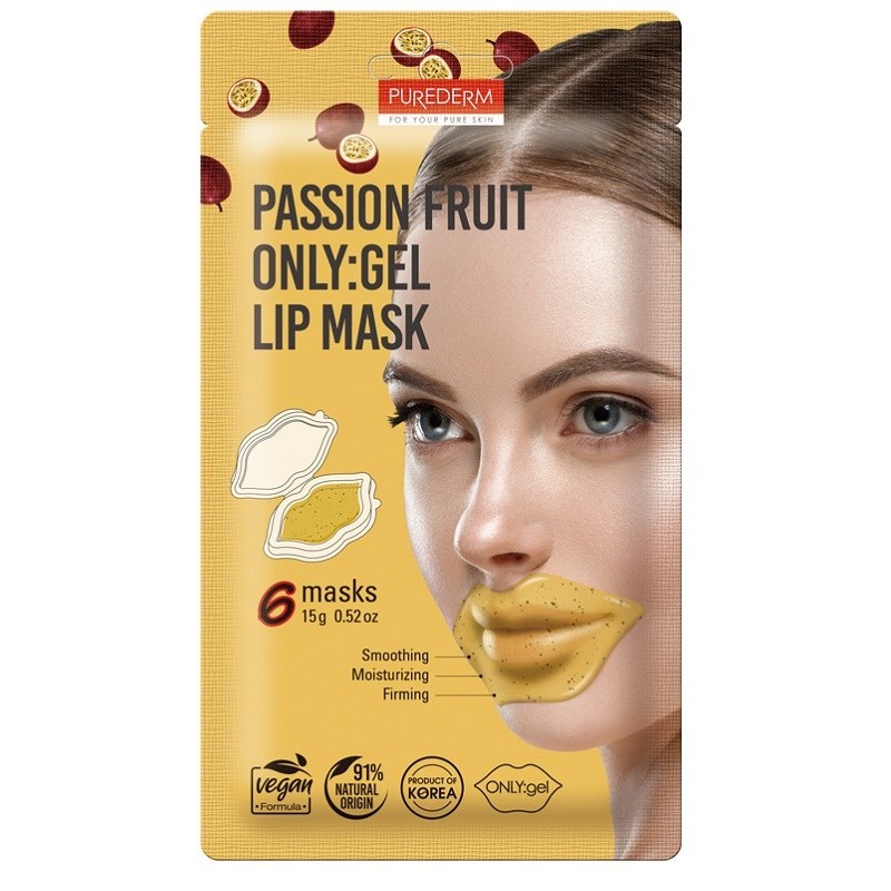 PUREDERM FOR YOUR PURE SKIN MASCHERA LABBRA IN GEL AL FRUTTO DELLA PASSIONE 6 PEZZI
