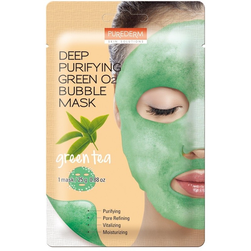 PUREDERM SKIN SOLUTIONS BUBBLE MASCHERA PURIFICANTE AL TE' VERDE MONOUSO 25 G