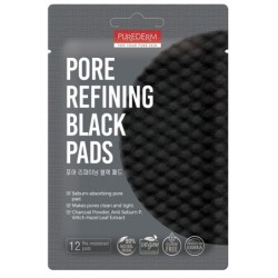 PUREDERM FOR YOUR PURE SKIN PORE REFINING DISCHETTI PURIFICANTI AL CARBONE PER LA PULIZIA DEI PORI 12 PEZZI