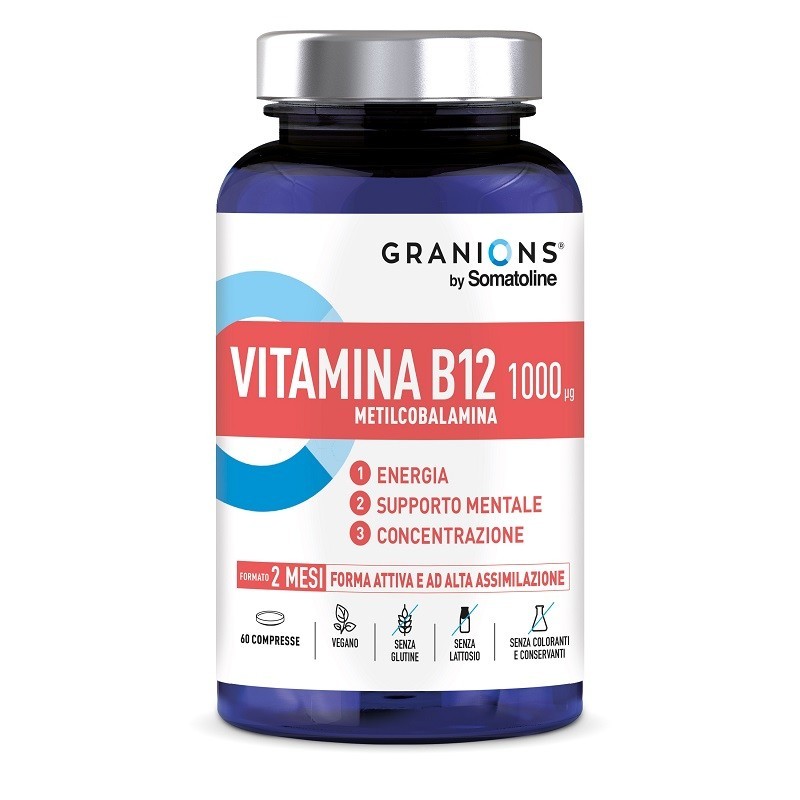 GRANIONS BY SOMATOLINE VITAMINA B12 1000 MCG 60 COMPRESSE SENZA GLUTINE SENZA LATTOSIO GRANIONS BY SOMATOLINE VITAMINA B12 1000 MCG 60 COMPRESSE SENZA GLUTINE SENZA LATTOSIO