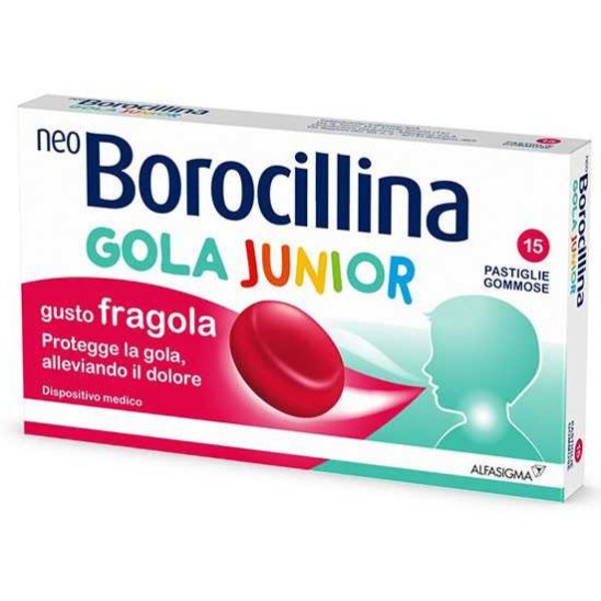 NEOBOROCILLINA GOLA JUNIOR 15 PASTIGLIE GUSTO FRAGOLA - FARMACIA33