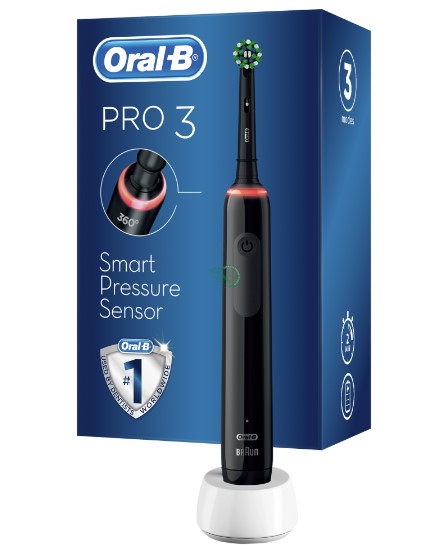 ORAL-B PRO 3 BLACK SPAZZOLINO ELETTRICO + 2 REFILL - FARMACIA33