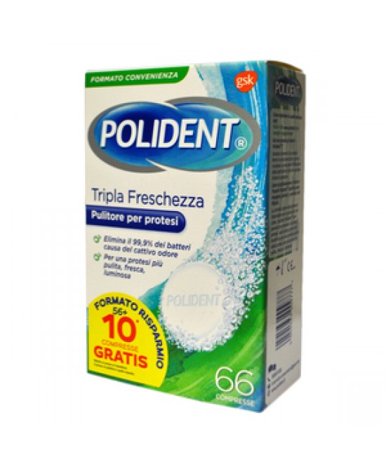 POLIDENT TRIPLA FRESCHEZZA 66 COMPRESSE - FARMACIA33