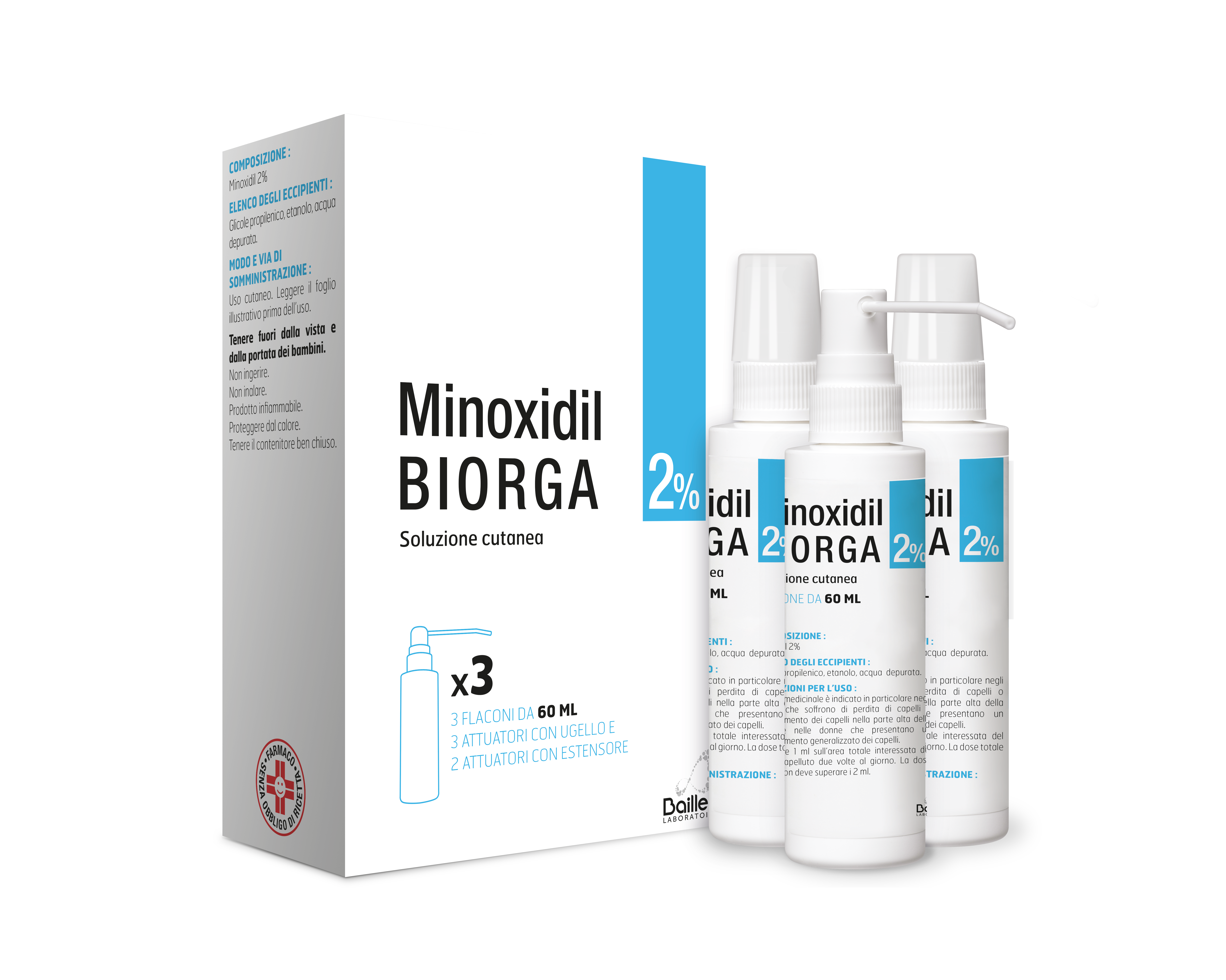 MINOXIDIL BIORGA*SOL CUT 3FL2% - FARMACIA33