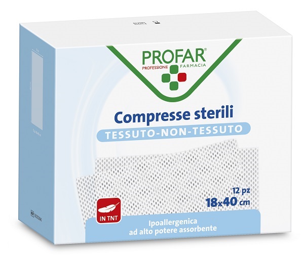 COMPRESSE IN TESSUTO NON TESSUTO 18 X 40 CM 12 PEZZI PROFAR - FARMACIA33