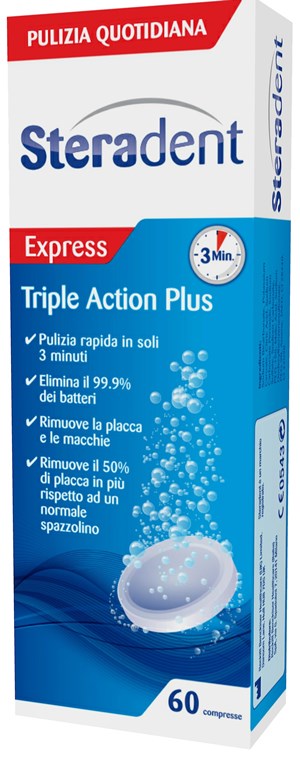 STERADENT TRIPLE ACTION PLUS 60 COMPRESSE PULENTI - FARMACIA33