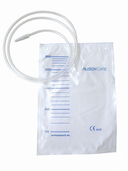 SACCA DI DRENAGGIO LETTO PER INCONTINENZA 2000ML IN PVC CON TUBO DI RACCORDO 90CM DIAMETRO 5X7MM MONOUSO 30 PEZZI - FARMACIA33