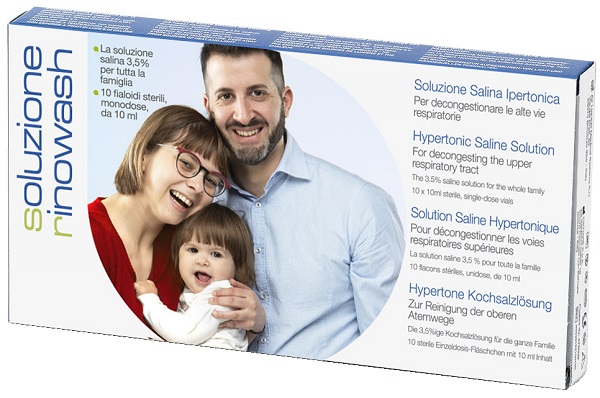 RINOWASH SOLUZIONE SALINA IPERTONICA PER PULIZIA NASO 10 FIALE RICHIUDIBILI X 10 ML - FARMACIA33