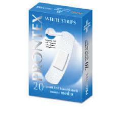 CEROTTO PRONTEX WHITE STRIPS IN TESSUTO NON TESSUTO BIANCO STERILE SCATOLA 20 CEROTTI MEDI - FARMACIA33