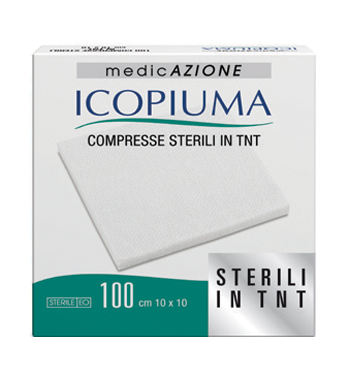 GARZA COMPRESSA IN TESSUTO NON TESSUTO ICOPIUMA ADESIVA 10X10 CM 100 PEZZI - FARMACIA33