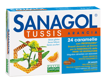 SANAGOL TUSSIS ARANCIA 24 CARAMELLE - FARMACIA33