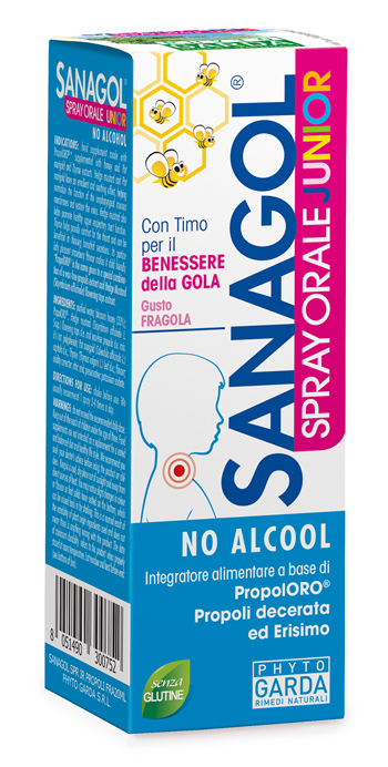 SANAGOL SPRAY JUNIOR PROPOLI FRAGOLA 20 ML - FARMACIA33