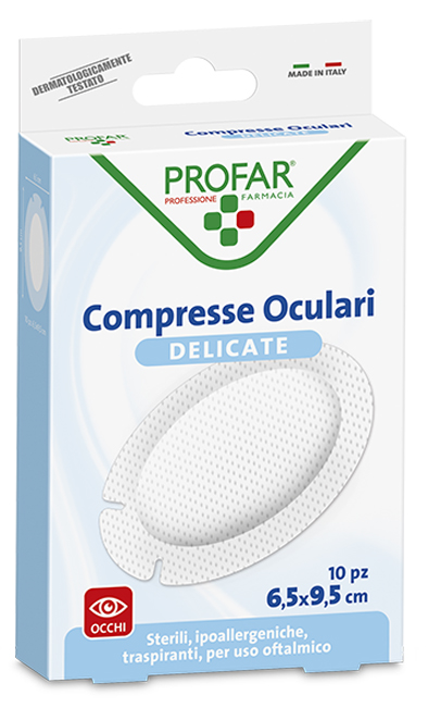 COMPRESSE OCULARI CON GARZA ANTIADERENTE 9,5X6,5 CM 10 PEZZI PROFAR - FARMACIA33