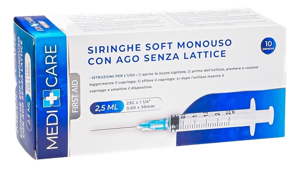 SIRINGA SOFT CAPACITA' 2,5ML AGO GAUGE 23 CONFEZIONE 10 PEZZI GAMMADIS - FARMACIA33