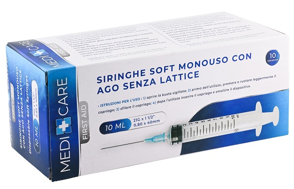 SIRINGA SOFT CAPACITA' 10ML AGO GAUGE 21 CONFEZIONE 10 PEZZI GAMMADIS - FARMACIA33