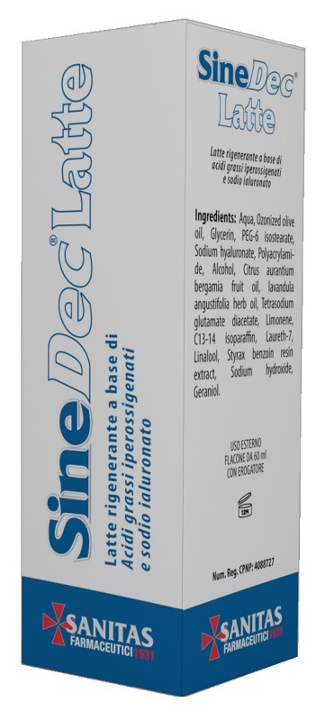 EMULSIONE PROFUMATA CONTENENTE OLIO OSSIGENATO PER PREVENZIONE E MEDICAZIONE DELLE ULCERE DA DECUBITO DI GRADO I SU PELLE INTEGRA SINEDEC LATTE 60ML - FARMACIA33