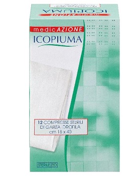 GARZA COMPRESSA IDROFILA ICOPIUMA 18X40CM 12 PEZZI - FARMACIA33