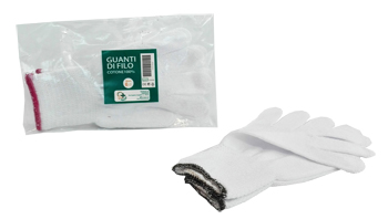 GUANTO DI FILO COTONE 100% BIANCO PER ALLERGIE DERMATOLOGICHE 8,5 1 PAIO - FARMACIA33