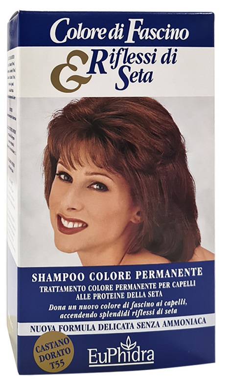 EUPHIDRA COLORE DI FASCINO & RIFLESSI DI SETA SHAMPOO COLORE PERMANENTE 55 CASTANO DORATO 120 ML - FARMACIA33