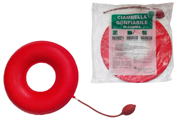 CIAMBELLA GONFIABILE PER INVALIDI IN GOMMA ROSSA TEAM DELUXE CON POMPA 43CM DIAMETRO - FARMACIA33